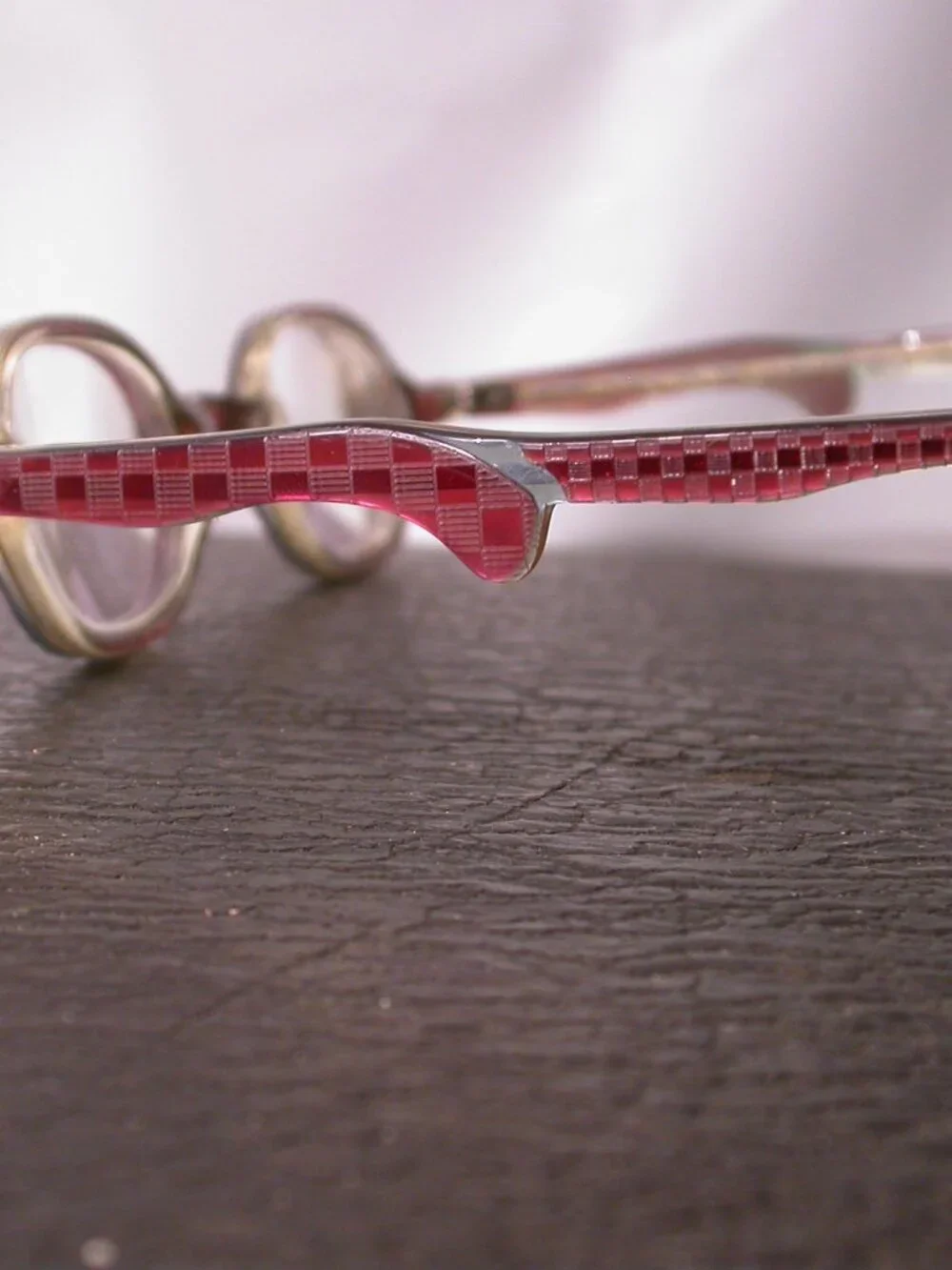 Authentic Anne et Valentin Lunettes Red Checker Eyeglasses Made in France